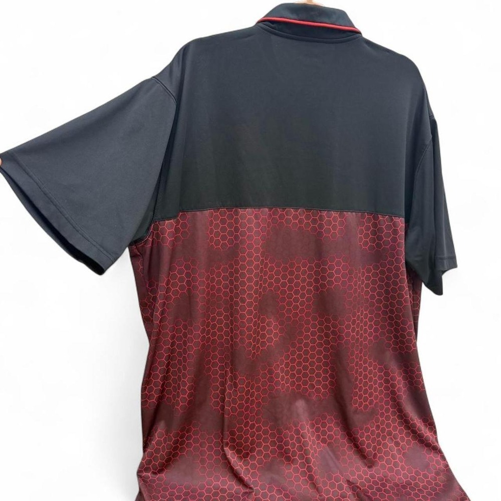 2XLT The Foundry Supply Co. Men's Performance Polo Shirt Black & Red HoneycomB - Picture 3 of 4